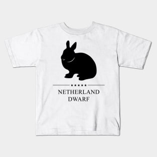 Netherland Dwarf Rabbit Black Silhouette Kids T-Shirt